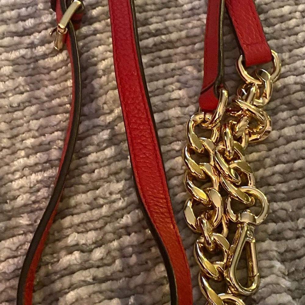 Michael Kors Red Shoulder Bag with Gold Accents - Picture 8 of 8